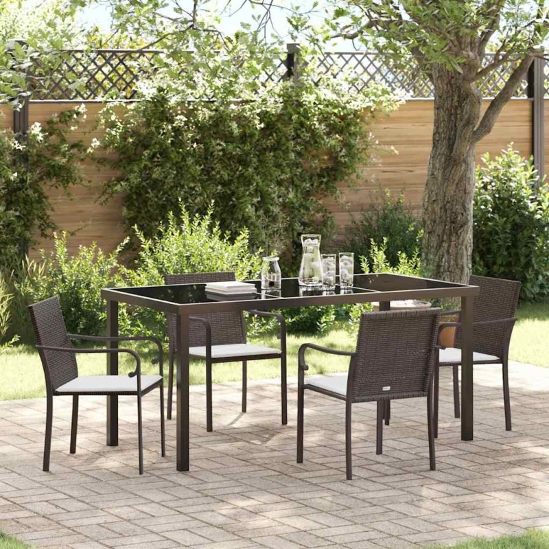Ensemble de salle à manger pour jardin 5 pcs Marron et Noir 563656563656