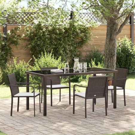 Ensemble de salle à manger pour jardin 5 pcs Marron et Noir 563656563656