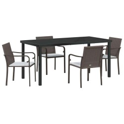 Ensemble de salle à manger pour jardin 5 pcs Marron et Noir 563656563656