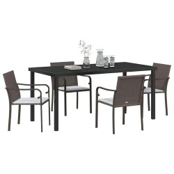 Ensemble de salle à manger pour jardin 5 pcs Marron et Noir 563656563656