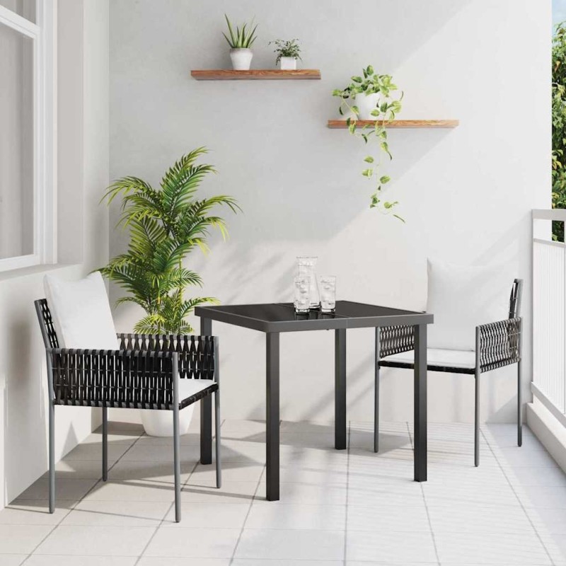 Ensemble de salle à manger pour jardin 3 pcs Marron et Noir 563657563657