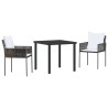 Ensemble de salle à manger pour jardin 3 pcs Marron et Noir 563657563657