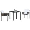 Ensemble de salle à manger pour jardin 3 pcs Marron et Noir 563657563657
