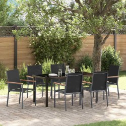 Ensemble de salle à manger pour jardin 7 pcs Noir 563658563658