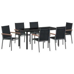 Ensemble de salle à manger pour jardin 7 pcs Noir 563658563658