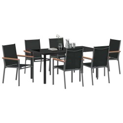 Ensemble de salle à manger pour jardin 7 pcs Noir 563658563658