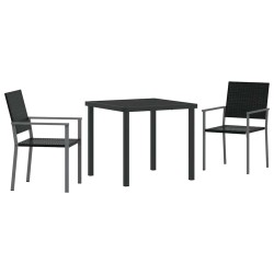 Ensemble de salle à manger pour jardin 3 pcs Noir Rotin PE 563659563659
