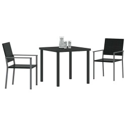 Ensemble de salle à manger pour jardin 3 pcs Noir Rotin PE 563659563659