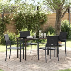 Ensemble de salle à manger pour jardin 5 pcs Noir Rotin PE 563660563660