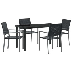 Ensemble de salle à manger pour jardin 5 pcs Noir Rotin PE 563660563660