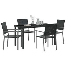 Ensemble de salle à manger pour jardin 5 pcs Noir Rotin PE 563660563660