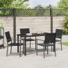 Ensemble de salle à manger pour jardin 5 pcs Noir Rotin PE 563660563660