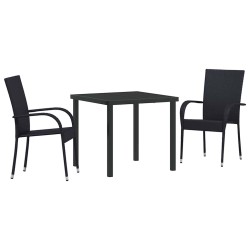 Ensemble de salle à manger pour jardin 3 pcs Noir 563661563661