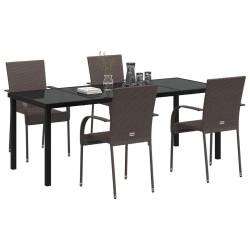 Ensemble de salle à manger pour jardin 5 pcs Marron 563662563662