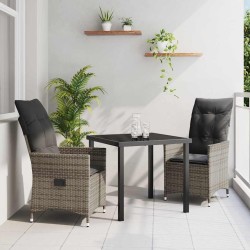 Ensemble de salle à manger pour jardin 3 pcs Gris polyrotin 563663563663
