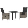 Ensemble de salle à manger pour jardin 3 pcs Gris polyrotin 563663563663