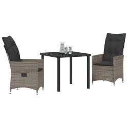 Ensemble de salle à manger pour jardin 3 pcs Gris polyrotin 563663563663