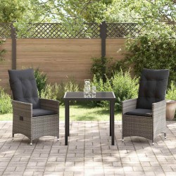 Ensemble de salle à manger pour jardin 3 pcs Gris polyrotin 563663563663