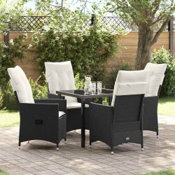 Ensemble de salle à manger pour jardin 5 pcs Noir polyrotin 563664563664