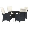 Ensemble de salle à manger pour jardin 5 pcs Noir polyrotin 563664563664