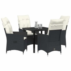 Ensemble de salle à manger pour jardin 5 pcs Noir polyrotin 563664563664