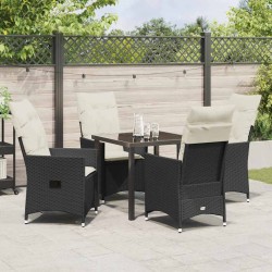 Ensemble de salle à manger pour jardin 5 pcs Noir polyrotin 563664563664