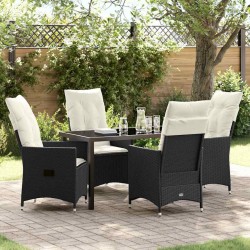 Ensemble de salle à manger pour jardin 5 pcs Noir polyrotin 563665563665
