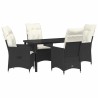 Ensemble de salle à manger pour jardin 5 pcs Noir polyrotin 563665563665
