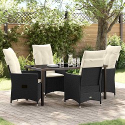 Ensemble de salle à manger pour jardin 5 pcs Noir polyrotin 563666563666