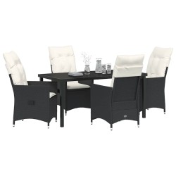 Ensemble de salle à manger pour jardin 5 pcs Noir polyrotin 563666563666
