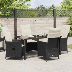 Ensemble de salle à manger pour jardin 5 pcs Noir polyrotin 563666563666