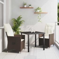 Ensemble de salle à manger pour jardin 3 pcs Marron polyrotin 563667563667
