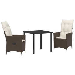 Ensemble de salle à manger pour jardin 3 pcs Marron polyrotin 563667563667