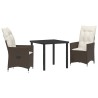 Ensemble de salle à manger pour jardin 3 pcs Marron polyrotin 563667563667