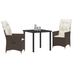 Ensemble de salle à manger pour jardin 3 pcs Marron polyrotin 563667563667