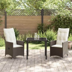 Ensemble de salle à manger pour jardin 3 pcs Marron polyrotin 563667563667