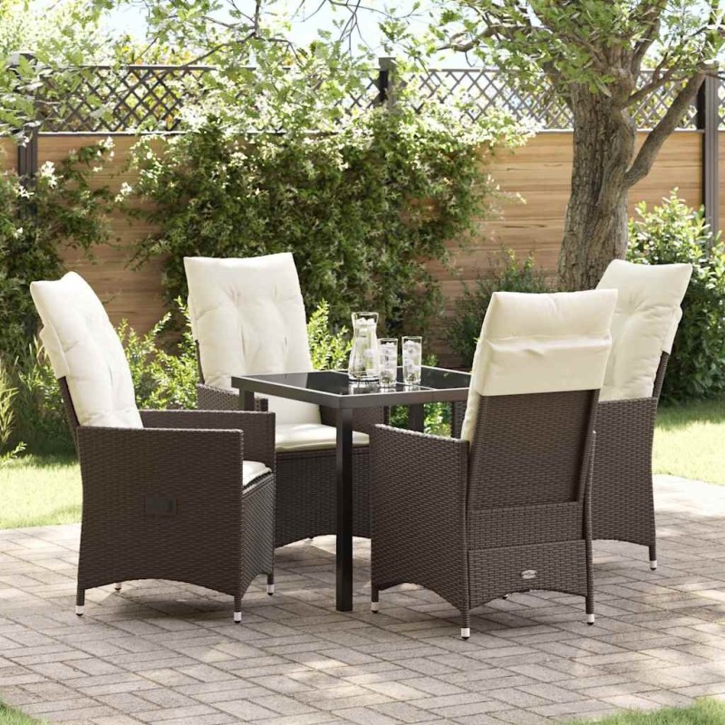 Ensemble de salle à manger pour jardin 5 pcs Marron polyrotin 563668563668