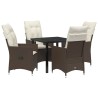 Ensemble de salle à manger pour jardin 5 pcs Marron polyrotin 563668563668