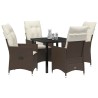 Ensemble de salle à manger pour jardin 5 pcs Marron polyrotin 563668563668