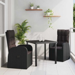 Ensemble de salle à manger pour jardin 3 pcs Noir polyrotin 563669563669