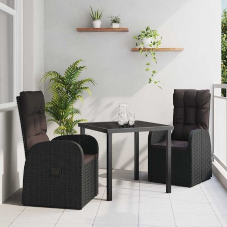Ensemble de salle à manger pour jardin 3 pcs Noir polyrotin 563669563669