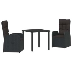 Ensemble de salle à manger pour jardin 3 pcs Noir polyrotin 563669563669