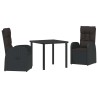 Ensemble de salle à manger pour jardin 3 pcs Noir polyrotin 563669563669