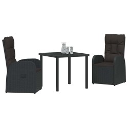 Ensemble de salle à manger pour jardin 3 pcs Noir polyrotin 563669563669