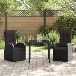 Ensemble de salle à manger pour jardin 3 pcs Noir polyrotin 563669563669