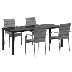 Ensemble de salle à manger pour jardin 5 pcs Gris 563672563672