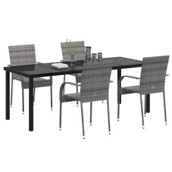 Ensemble de salle à manger pour jardin 5 pcs Gris 563672563672