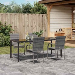 Ensemble de salle à manger pour jardin 5 pcs Gris 563672563672