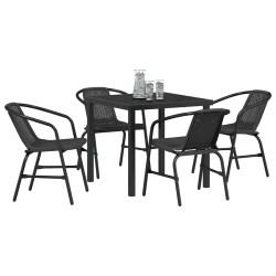 Ensemble de salle à manger pour jardin 5 pcs Noir 563673563673