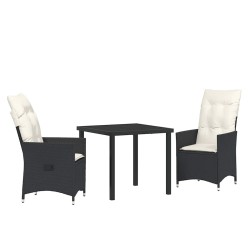 Ensemble de salle à manger pour jardin 3 pcs Noir polyrotin 563674563674